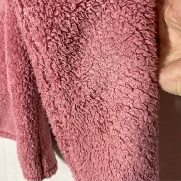 5/$25 Cloudveil Pink Fuzzy Sherpa Full Zip Mock Neck Sweater Light Jacket S - Picture 7 of 16